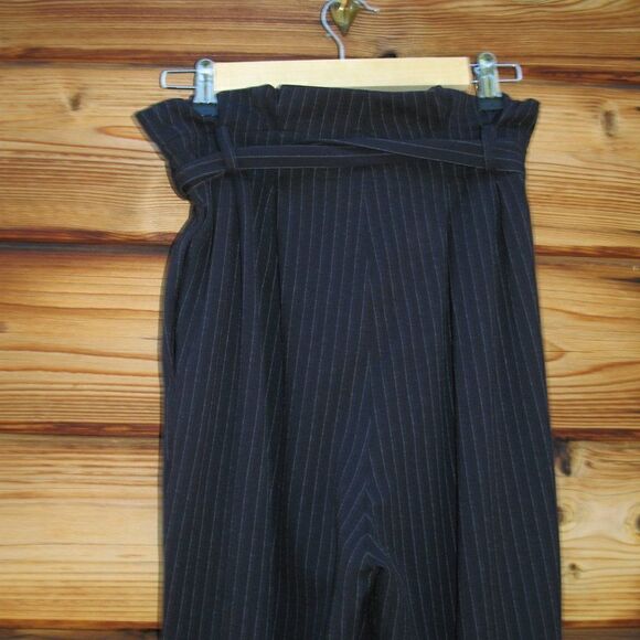 High Waist Black Tapered Leg Striped Pants - Picture 5 of 8